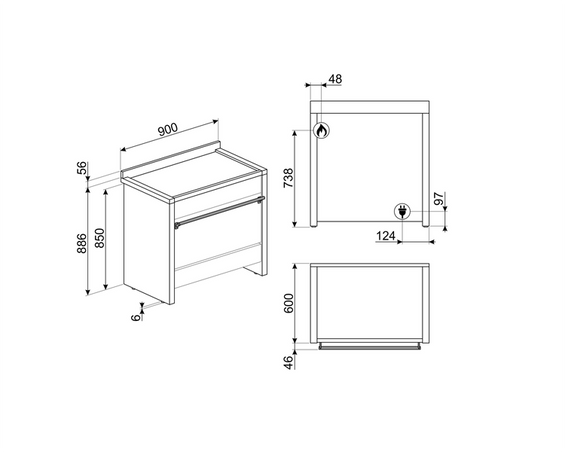 Kuchnia z płytą gazową SMEG A1-9