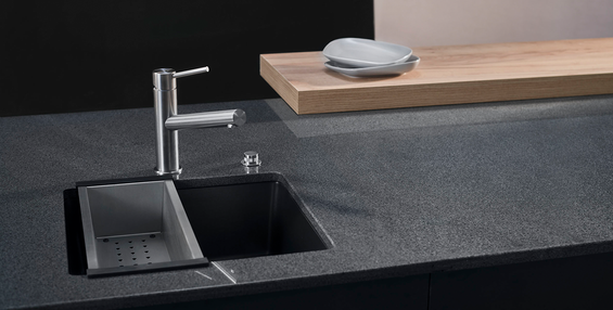 systemceram MERA 42 U zlewozmywak ceramiczny Nero 68