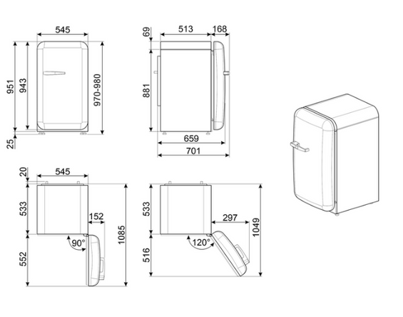 Lodówka wolnostojąca FAB Smeg FAB10HRCR6 50's Style