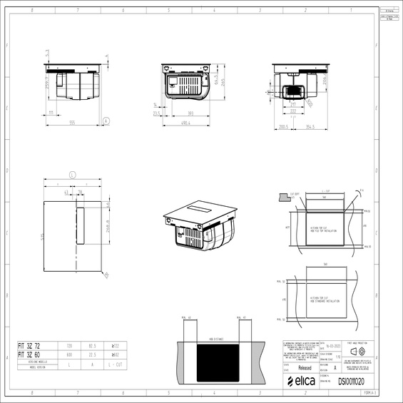 Płyta z okapem Elica NIKOLATESLA FIT 3Z BL/A/60 PRF0184526 czarny