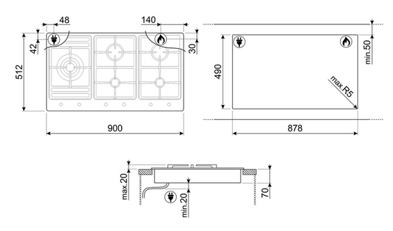 Płyta gazowa Smeg PS9062