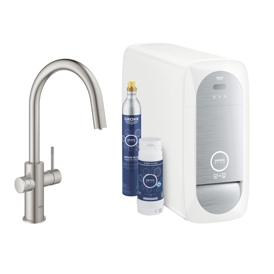 GROHE Blue Home Zestaw startowy z wylewką w kształcie C - stal nierdzewna nr. 31541DC0