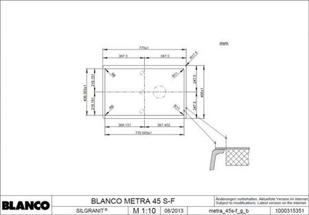 Zlew BLANCO METRA 45 S-F 519086 (Silgranit szarość skały PURADUR II  z korkiem aut.)