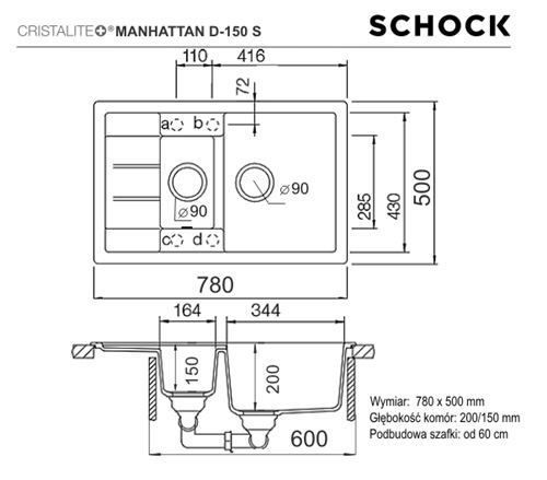 Zlew Schock Manhattan D-150S Onyx MAND150SAONY